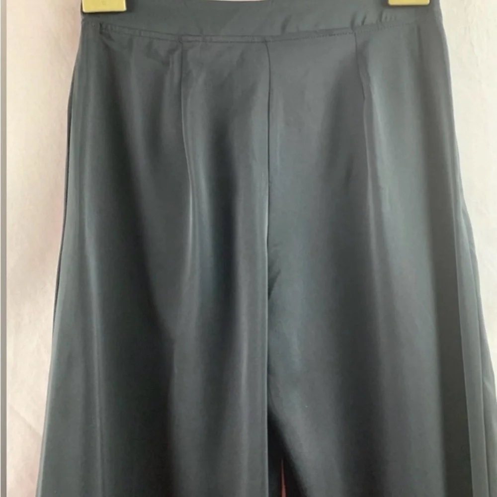 Black Wide Leg Palazzo Pants Size L High Waist Elegant Flowy Trousers - Picture 4 of 4
